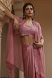 Rose Pink Viscose Organza Fusion Skirt Set image number 1