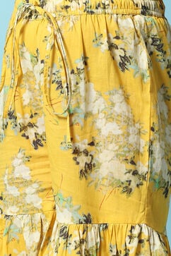 Yellow Cotton Gathered Kurta Garara Suit Set image number 2