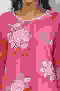 Coral Floral Printed Straight Suit Set image number 1