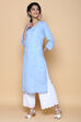 Peach Blue Cotton Linen Kurta image number 4