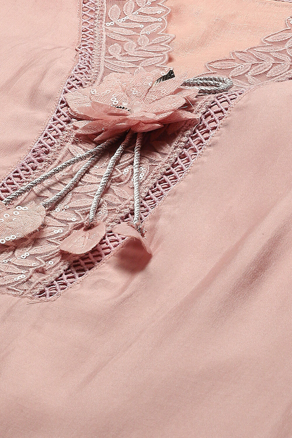 Pink Muslin Unstitched Suit Set image number 2