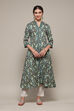 Bottle Green LIVA A-Line Printed Dress