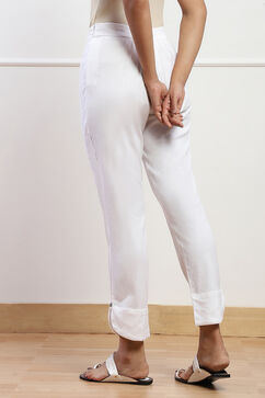 Off White Viscose Blend Pants image number 5