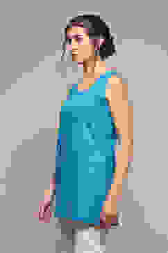 Turquoise Poly Georgette Straight Printed Kurta image number 3