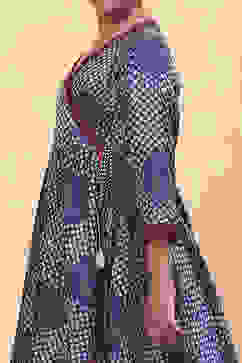 Blue Geometric Printed Flared Asymmetric Dress image number 1