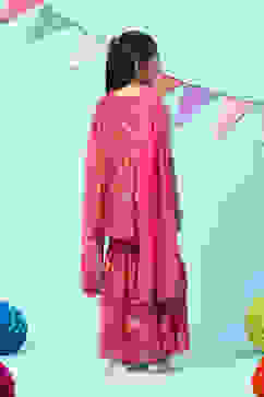 Deep Fuchsia Cotton Printed Kurta Garara Suit Set image number 4