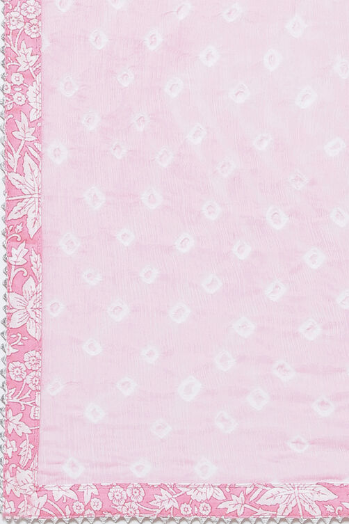 Pink Cotton Screen Print Unstitched Suit Set image number 7