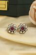 Pink Gold Plated Brass Floral Stud Earrings image number 4