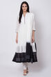 Off White And Black Cotton Anarkali Kurta Churidar Suit Set image number 2