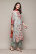 Charcoal LIVA Straight Kurta Palazzo Suit Set image number 6