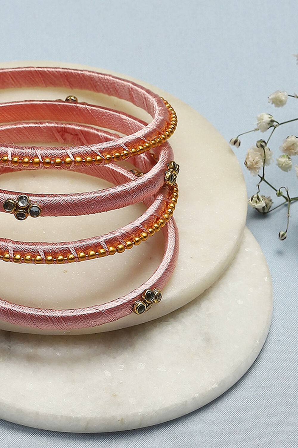 Pink Plastic & Thread Bangles image number 1