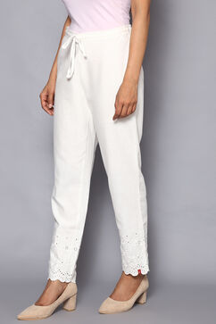 Off White Cotton Flax Regular Pants image number 2