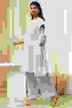 Light Blue Cotton Gathered Suit Set image number 3