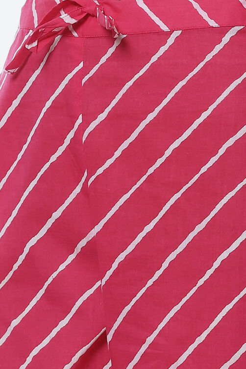 Pink Cotton Screen Print Unstitched Suit Set image number 6