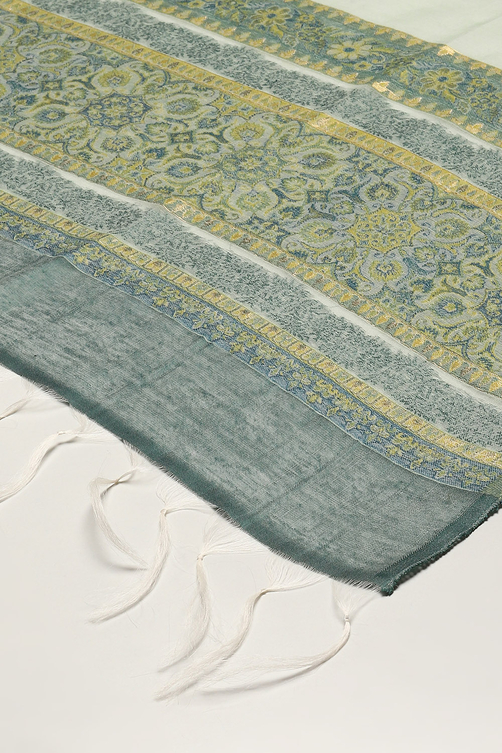 Green Cotton Blend Straight Yarndyed Kurta Suit Set image number 3