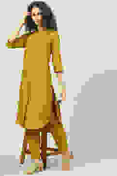 Mustard Poly Viscose Straight 2 Piece Set image number 6