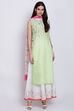 Green Cotton Straight Printed Kurta image number 2