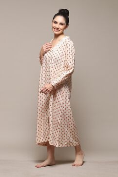 Off White Rayon Printed Sleepwear image number 1