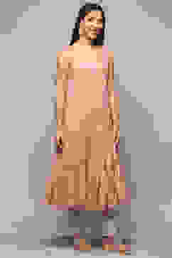 Dull Pink Polyester Blend A-Line Kurta image number 6