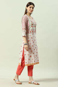 White Cotton Straight Kurta image number 3