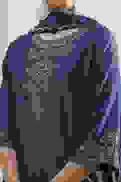 Blue Chanderi Embroidered Straight Suit Set image number 1