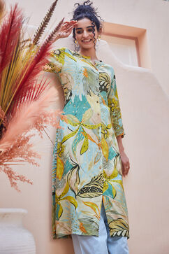 Green Rayon Straight Kurta image number 0