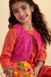 Orange Cotton Straight Kurta Set with Jacket image number 1