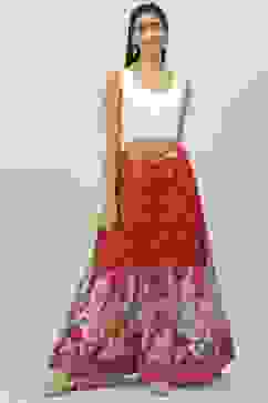 Red Art Silk Skirt image number 5