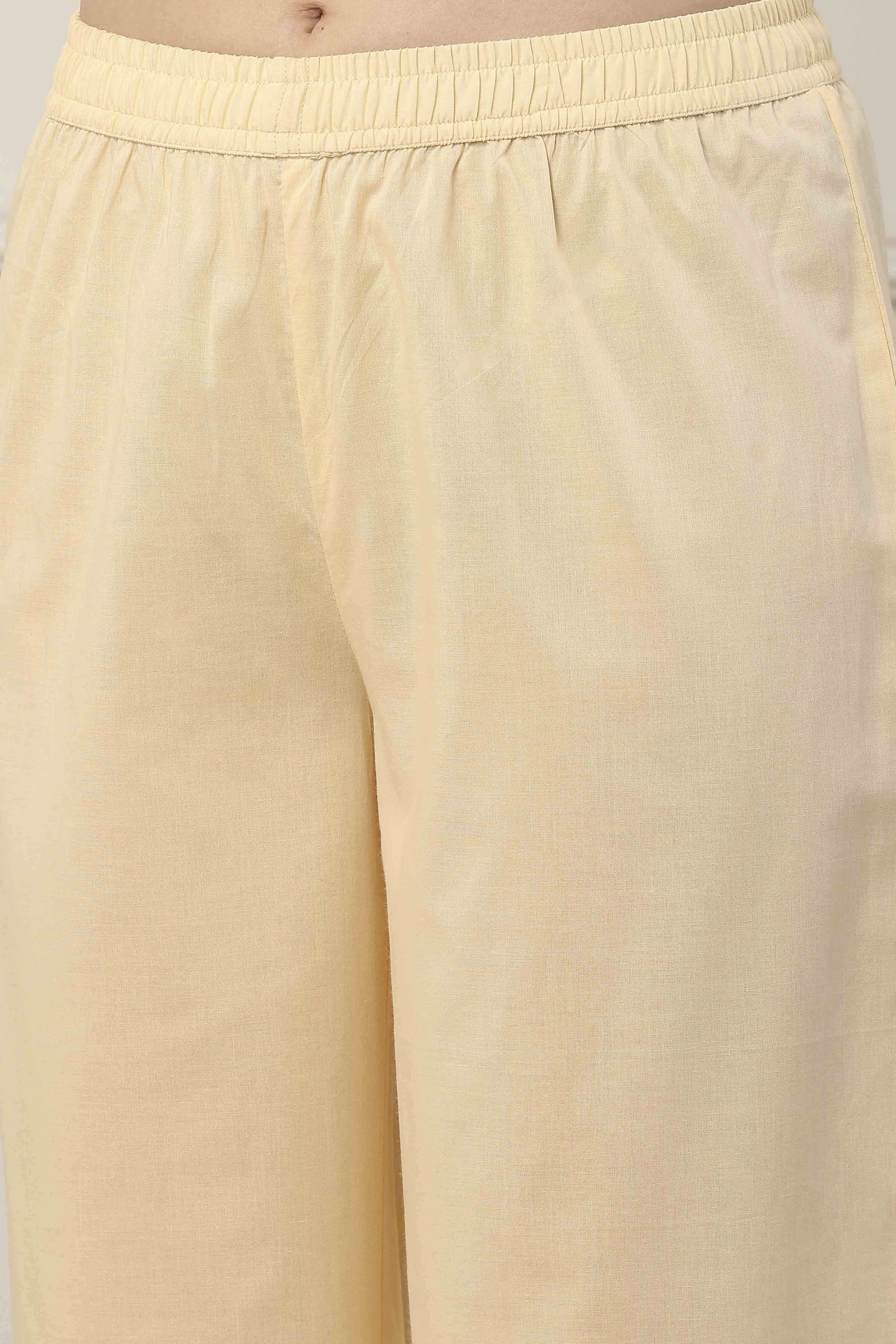 Beige Cotton Kalidar Suit Set image number 2