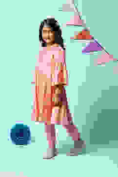 Peach Viscose Flared Kurta Legging Suit Set image number 3