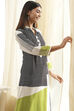 Black and Off-White Straight Printed Kurta Set image number 8