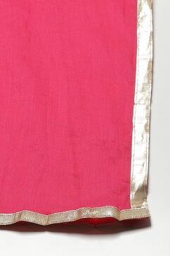 Pink Cotton Tiered Kurta Churidar Suit Set image number 7