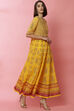 Yellow Art Silk Anarkali Printed Kurta Dress image number 2