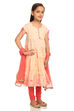 Peach Cotton Anarkali Kurta Churidar Suit Set image number 3