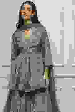 Green Art Silk Gathered Garara Set image number 8