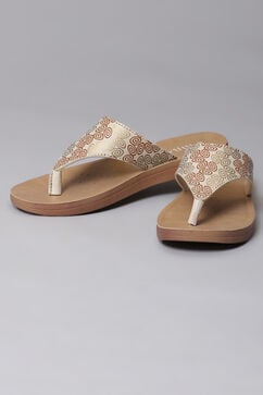 Beige Pu Leather Flats image number 0