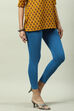 Navy Cotton Blend Solid Leggings image number 3