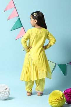 Yellow Cotton Kurta Salwar Suit Set image number 4