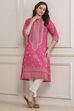 Deep Fuchsia Rayon Straight Printed Kurta image number 0