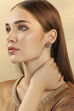 White Gold-Plated Brass Kundan Stud Earrings image number 3