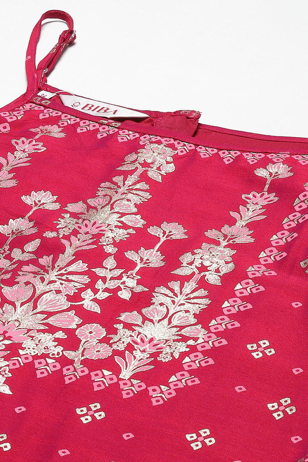 Magenta Cotton Blend Straight Printed Kurta Suit Set image number 1