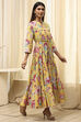 Earthy Blue Cotton Floral Tiered Dress image number 3