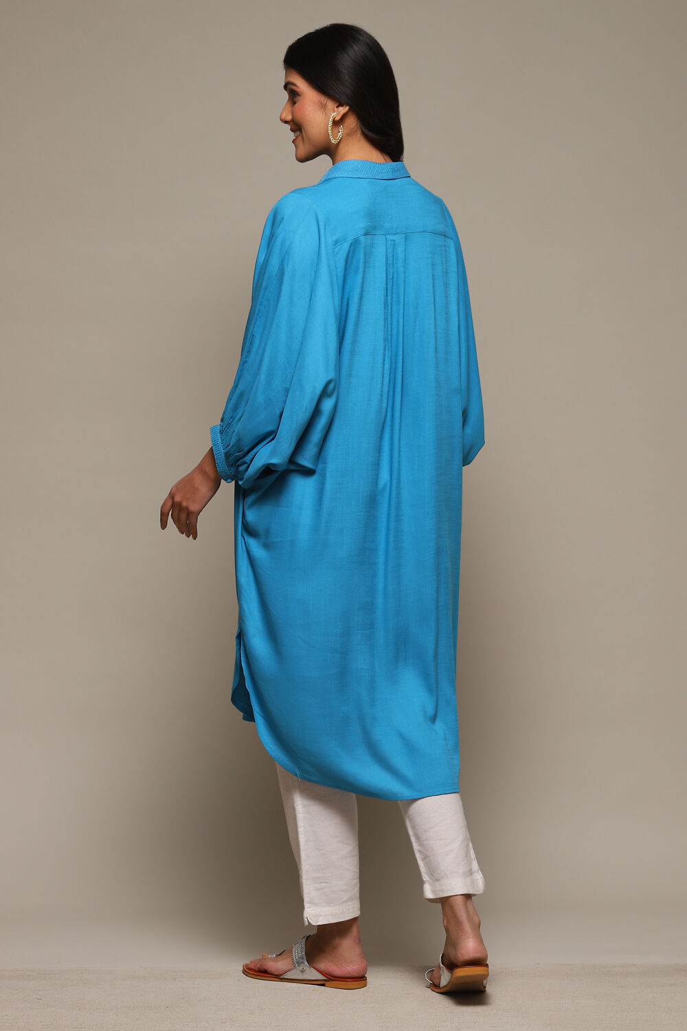 Pink Rayon Straight Printed Kurta image number 4