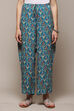 Teal LIVA Printed Pants image number 5