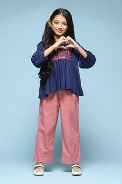 Peach Cotton Solid Pants image number 0
