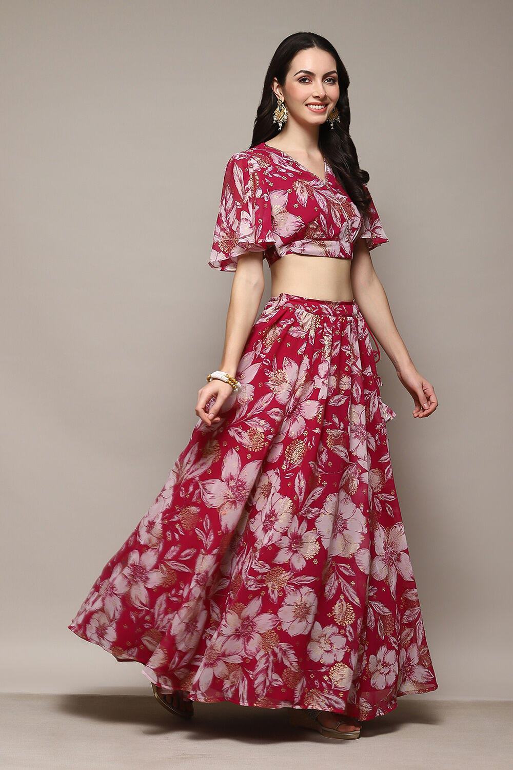 Yellow Polyester Straight Printed 2 Piece Set image number 5