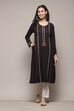 Black Polyester Straight Yarndyed Kurta image number 0