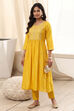 Yellow Polyester A Line Kurta image number 0