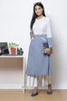 White And Blue Straight Cotton Fusion Wear image number 0