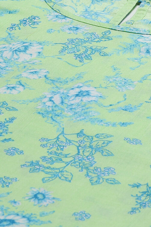 Apple Green Cotton Printed Top image number 1